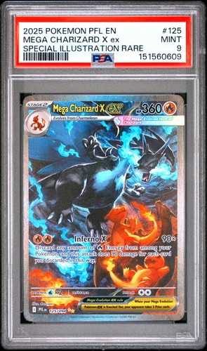 PSA 9 2025 Pokemon Phantasmal Flames #125 Mega Charizard X Ex MINT NO RESERVE!