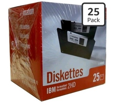 Imation IBM Formatted 2HD 3.5in. Floppy Diskettes Pack Of 25 NIB Sealed!