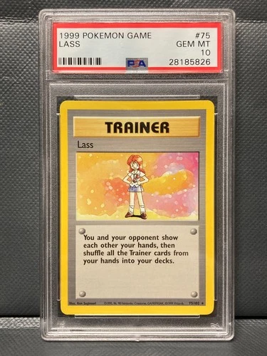 LASS - PSA 10 GEM MT - VINTAGE TRAINER POKEMON CARD WOTC #75 BASE SET UNLIMITED