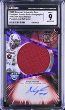 NYCK HARBOR RC 2025 BOWMAN U BEST PURPLE ROOKIE GAME USED PATCH AUTO 38/75 CGC 9