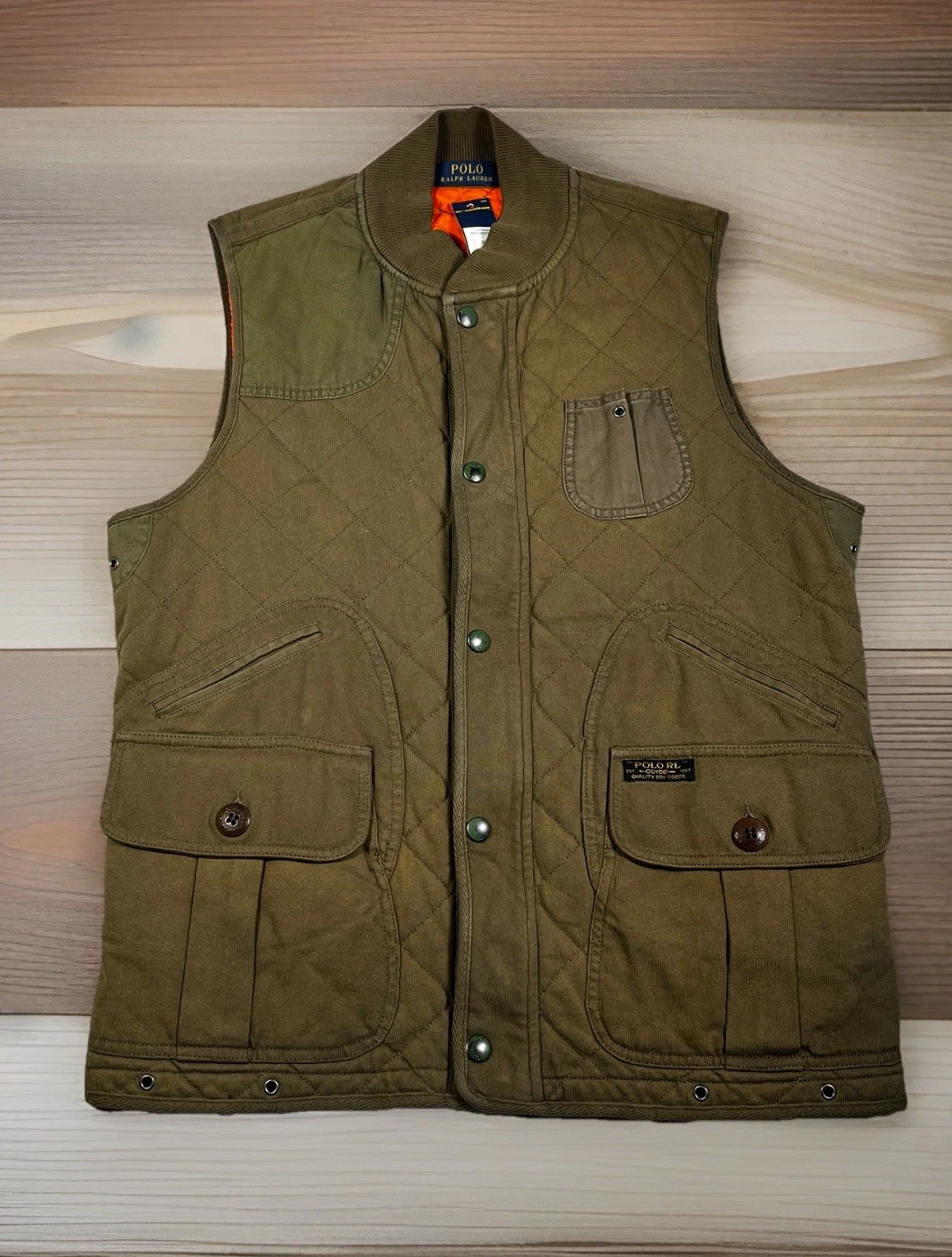 VTG Polo Ralph Lauren Brownston Defender Sportsman Brown Hunting Vest Jacket Lg