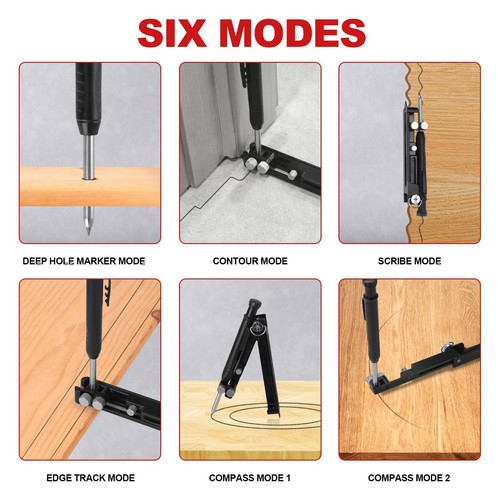 Multi-function Scribe Tool Aluminium Alloy Scribing Tool with Carpenter Penci... - Picture 2 of 7