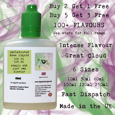 UNFLAVOURED - E Liquid Vape Juice eliquid Max VG Cloud Chaser 0mg - UK MADE | eBay UK UNFLAVOURED - E Liquid Vape Juice eliquid Max VG Cloud Chaser 0mg - UK MADE | eBay UK