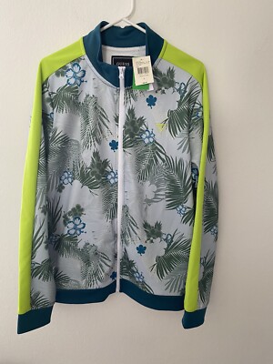 Guess X J Balvin Hibiscus Oasis Full Zip Track Soccer Jacket Size Large NWT