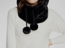 $40 Pia Rossini Womens Black Hepburn Faux Fur...
