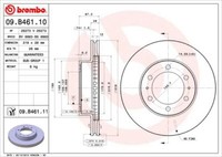 2X Brembo 09.B461.11 Bremsscheibe FüR Toyota