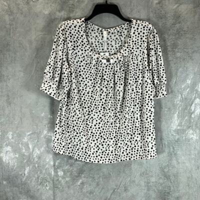 NY COLLECTION Women's Pristine White Icemoon Scoopneck Balloon Short Sleeve Top 