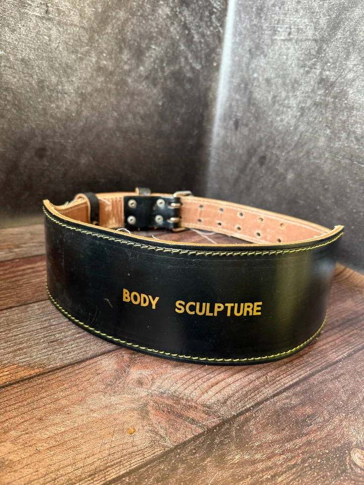 Cinturón de cuero vintage escultura corporal levantamiento de pesas gimnasio hecho en Inglaterra talla L Foto 2 de 4