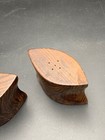 WOOD CARVED SALT & PEPPER SHAKERS 2.5" TALL X 3" COOL VINTAGE — photo 3