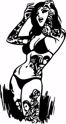 Sexy Girl Tattoo Lady Woman Laptop Car Truck Window Vinyl Decal ...