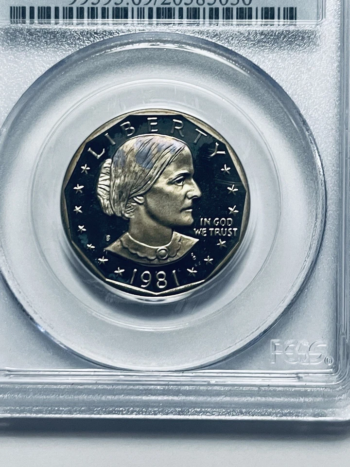 1981-S Susan B. Anthony Dollar PCGS PR69DCAM Type 2 Clear S TONED Purple Hair - Image 3 of 4