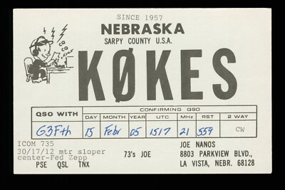 1 x QSL Card Radio USA K0KES La Vista NE 2005 Joe Nanos   V783