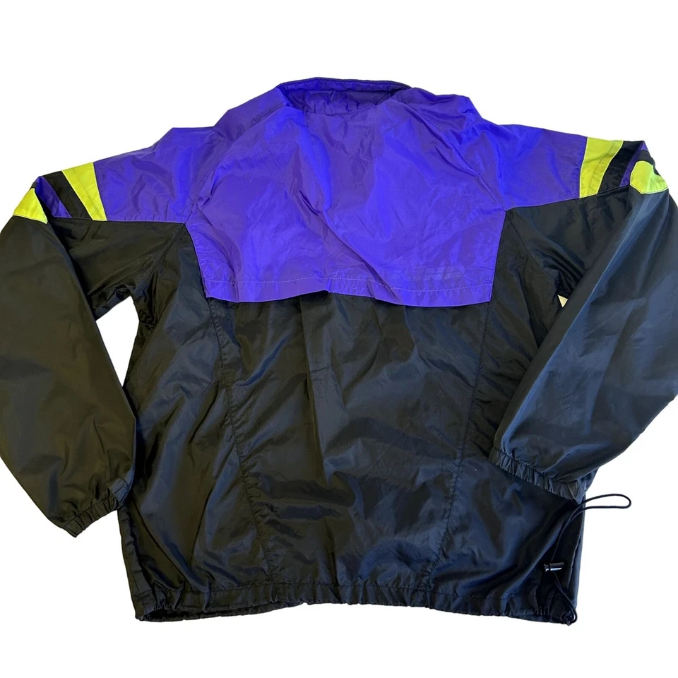 Chaqueta cortavientos de colección años 90 HIND negra neón púrpura amarillo pista SURFER Foto 3 de 4