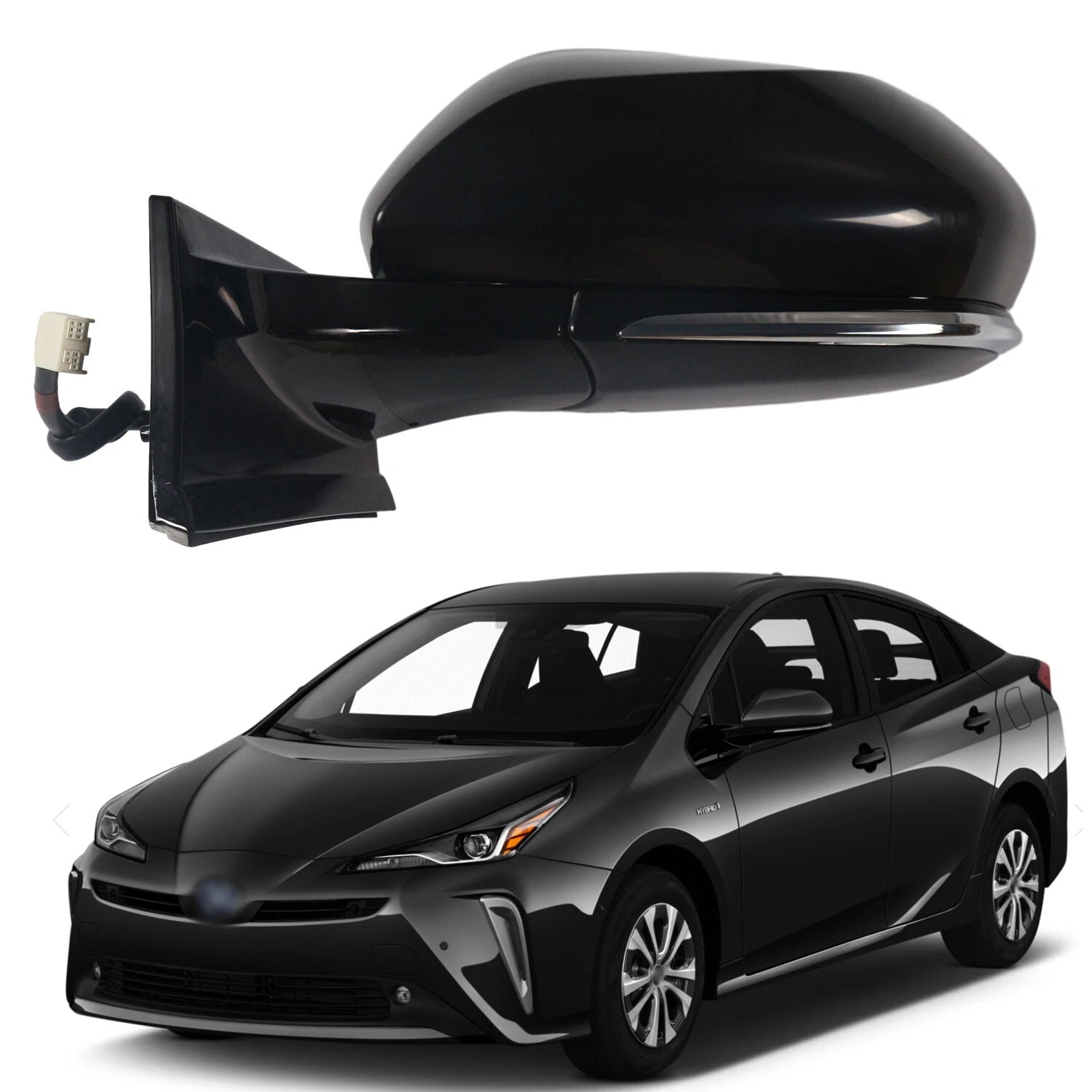 Side Mirror for 16-24 Toyota Prius Power Heated Lamp BSM Left Driver Side Black