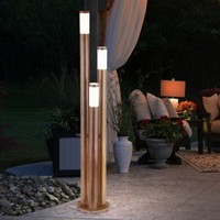 AußEnstehleuchte Standlampe Wegelampe 170 Cm Holz Optik Terrassenlampe Edelstahl