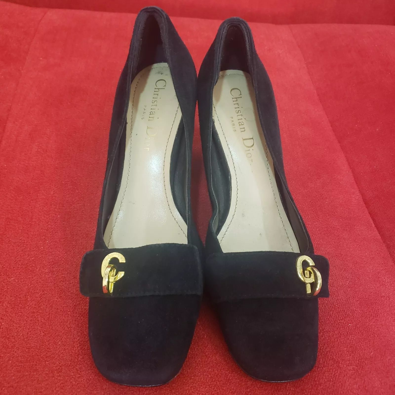 CHAUSSURE CLASSIQUE FEMME CHRISTIAN DIOR US 5 ESCARPINS EN DAIM TALONS ÉTOILE TAILLE EU 35 LOGO CD
