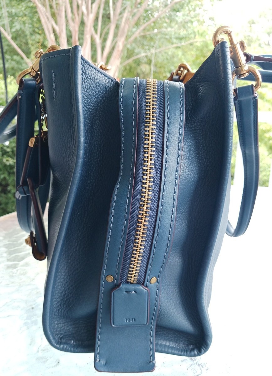 Coach 1941 Rogue 30 Denim Blue Leather Triple Compartment