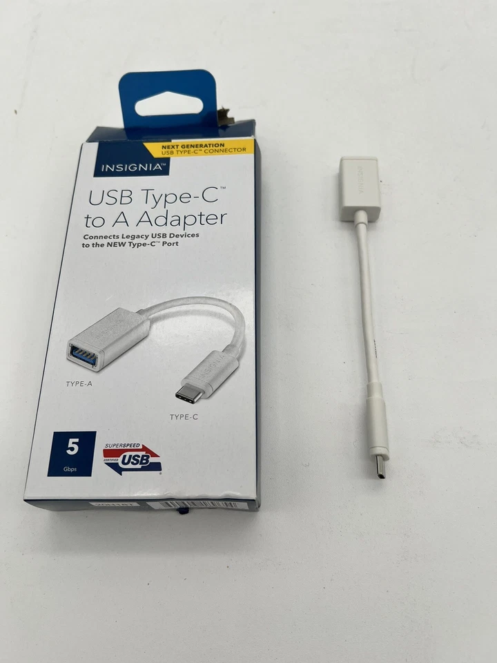 💻📱 Insignia USB Type C to A Adapter - White - Image 2 of 4