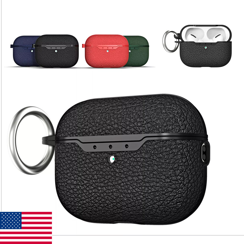 Slim Shockproof Leather Keychain Case for AirPods 1/2/3/4 Pro Gen-image