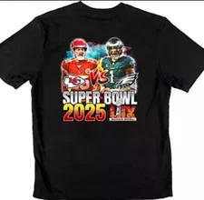 Philadelphia Eagle vs. Kansas City Chiefs  Super Bowl 2025 Black Tee 3XL