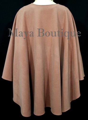 Salmon Cape Ruana Wrap Coat Cashmere Wool Blend by Maya Matazaro USA Made - Picture 5 of 12