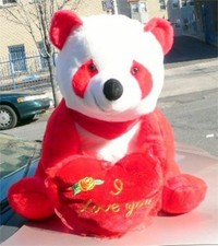 American Made Giant Stuffed Red Panda Bear 32 Inch Soft with I Love You Heart