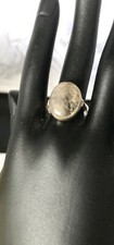 Vintage Golden Rutilated Quartz Sterling Silver Ring 
