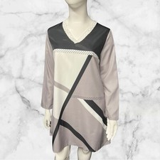 BNWOT Chic Me Grey Long Sleeved Knee Length Smock Dress Size XL ( Uk 16 ) 