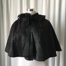 Antique Victorian Beaded distressed Silk Cape Mantle Black