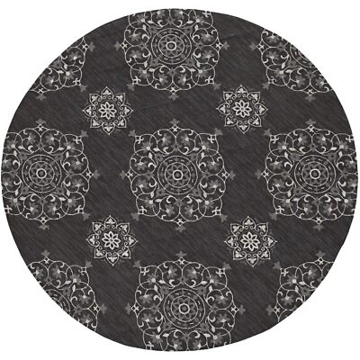 3' X 5' Charcoal Medallion Hand Tufted Area Rug