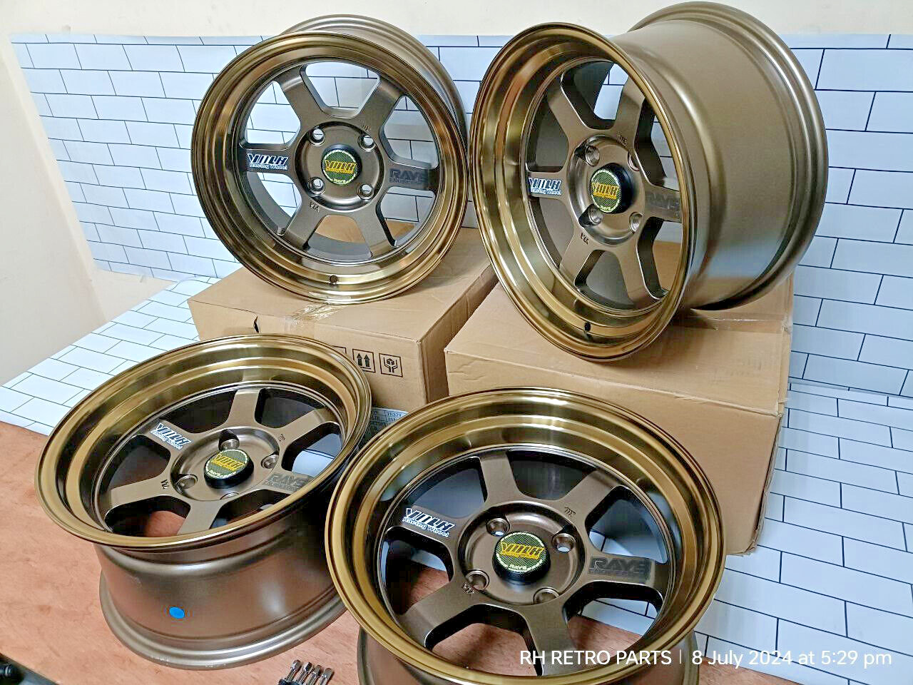 Rays Volk TE37V Bronze 2 Tones Wheels 4x114.3 15x8JJ Ae86 Ke70 120y 510 ...