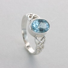 Oval Celtic BLUE TOPAZ Ring - Multiple Sizes - 925 STERLING SILVER Natural 3e