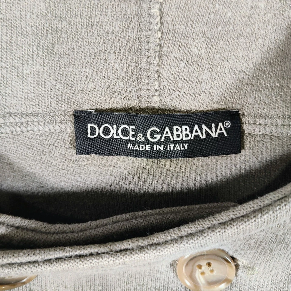Dolce & Gabbana Faded Olive Green Hooded Button Cardigan (IT Size 44 US 34) - Image 3 of 4