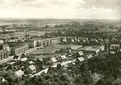 Postcard Bad Freienwalde 1967 town view swimming stadium Neubauviertel Beethovenstr.
