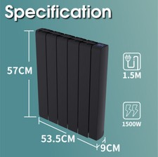 Ceramic Electric Radiator Wall Mounted Portable Heater Smart WIFI Timer Black