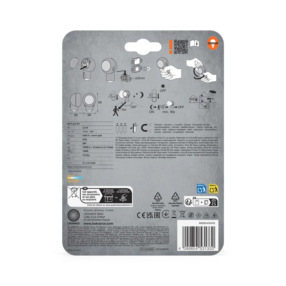 OSRAM LED-Nachtlicht mit Bewegungsmelder, batteriebetrieben, 3000K warmweiß, - Bild 3 von 4