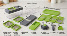 14-in-1 Vegetable Chopper Slicer Dicer - Manual Veggie Food Cutter w/ Container