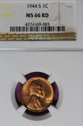 1944 S NGC 1C MS66RD LINCOLN WHEAT CENT #B52486 — photo 1