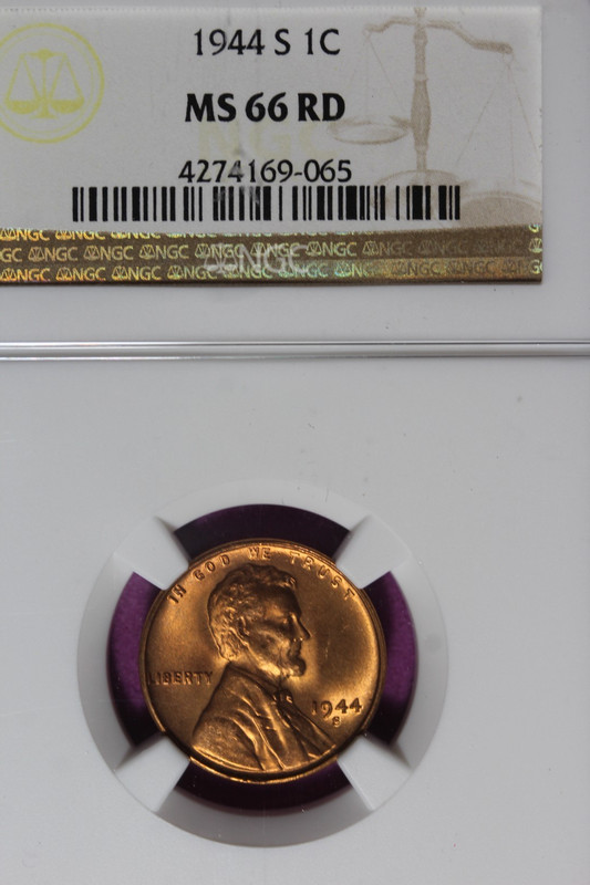 1944 S NGC 1C MS66RD LINCOLN WHEAT CENT #B52486