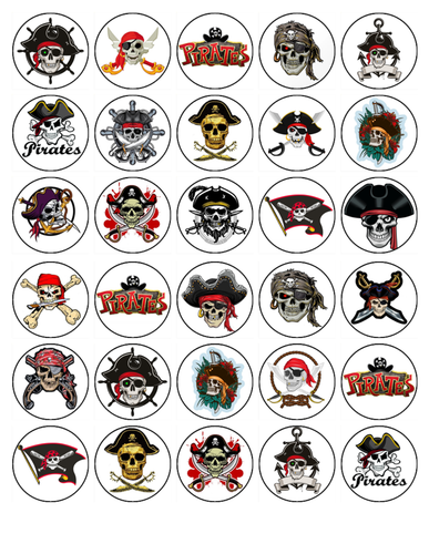 Pirate Skulls Edible Cake & Cupcake Toppers – Icing - Birthday Party Decorations - Foto 8 di 10