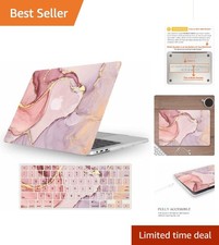 Vented Pink Marble MacBook Pro 15" Case with Keyboard Protector A1707 A1990