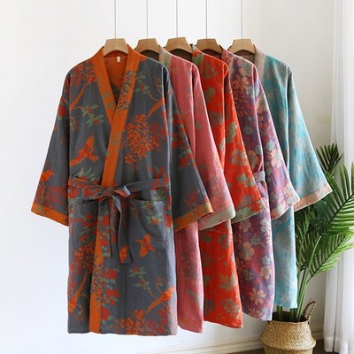  Women Kimono Yukata Pajamas Soft Bathrobe Robe Gown Sleepwear Nightwear