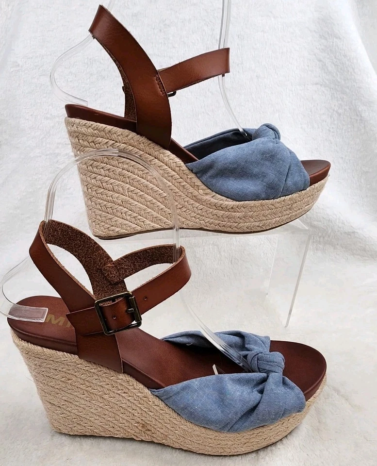 Sandalia alpargata de cuña anudada cuerda Lorryann 8,5 para mujer Mia azul claro NUEVA Foto 2 de 4