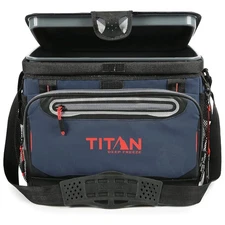 Titan 30 Can Deep Freezer Zipperless Soft Cooler with HardBody Liner, Navy Blue