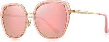 Vintage Oversized Shield Frame Women's Polarized Sunglasses with Giftbox O6371