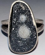 Druzy Quartz Sterling Silver Ring Size 7 5.7g