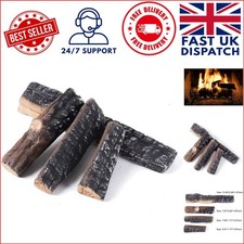 Decorative 4-Piece Ceramic Wood Log Set - Vented & Ventless Fireplace Solution