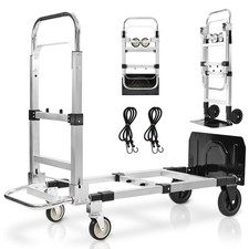 600-Pound 4-Wheel Folding Hand Truck/Cart, Heavy-Duty with Adjustable Height ...