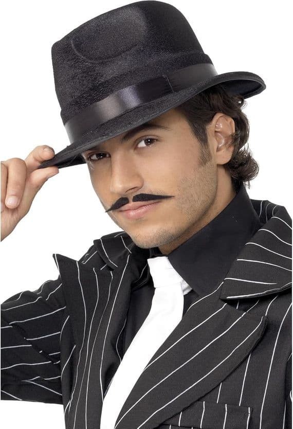 Indestructible Black Fedora Hat 1920s Gangster Fancy Dress Trilby Hat