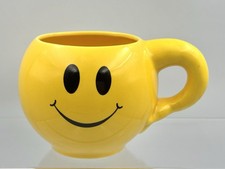Vintage 1970s Smiley Face Mug Yellow Novelty Cup Made In Taiwan Retro